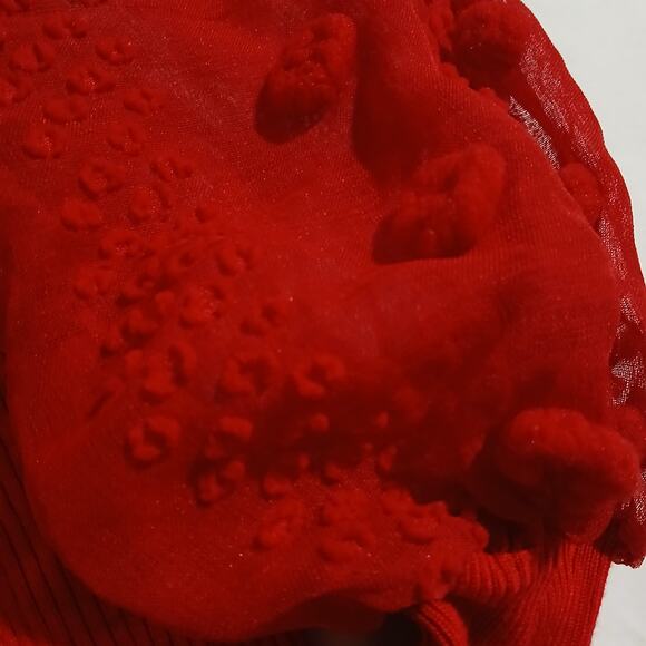 No Boundaries L(11/13) Red 3D-Sheer-Long-Sleeved Ribbed Sweater Christmas Junior - Picture 7 of 16